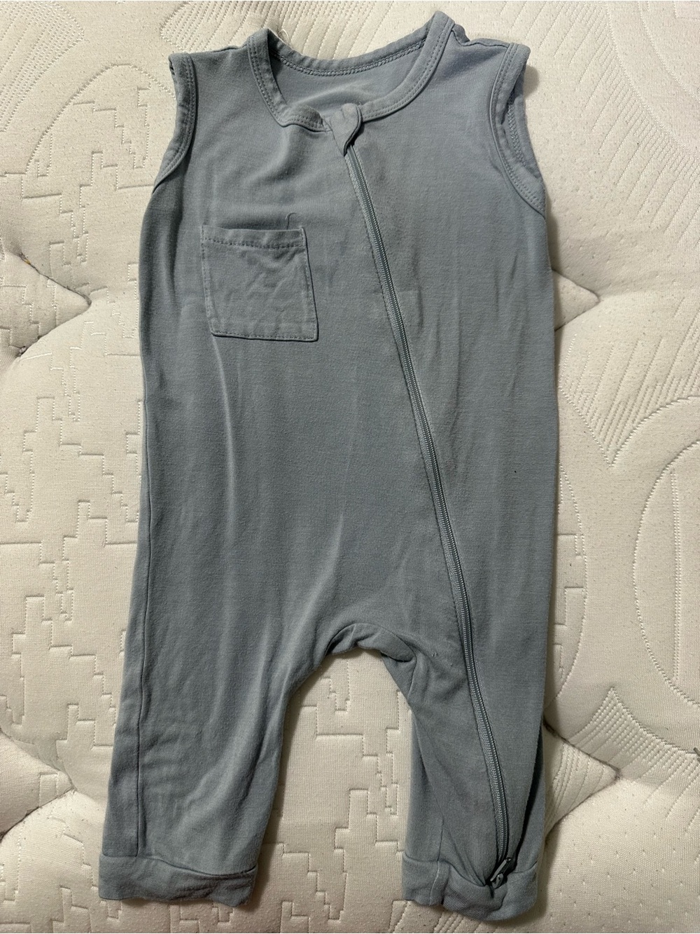 Kyte BABY Sleeveless Blue Romper with Pocket